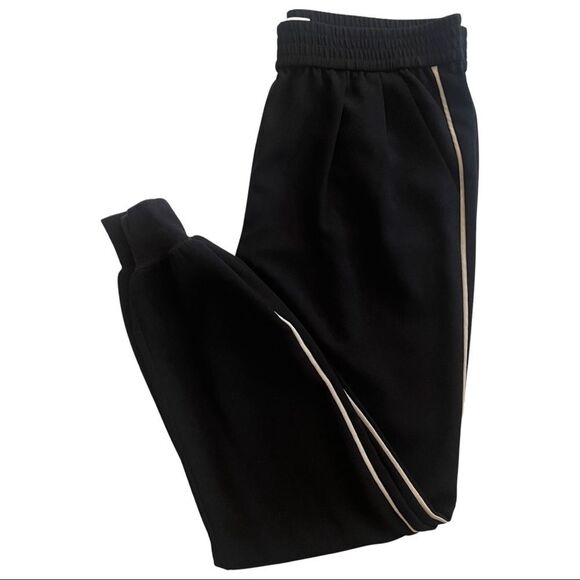 JOIE Celinda Crepe Stripe Jogger Pants Black Style J099-P1147 Size Small - Picture 1 of 7